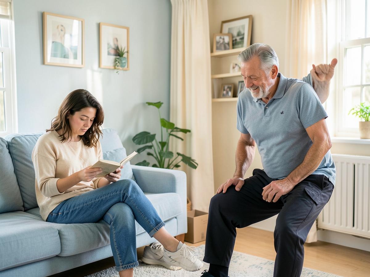 Adults of different ages building their own daily habits at home